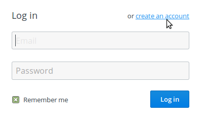 Click on the blue create an account button